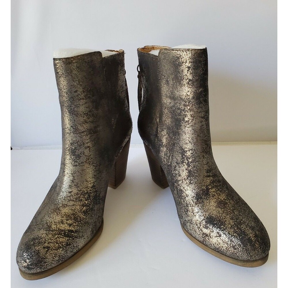 DENIM & SUPPLY RALPH LAUREN MARIELA Metallic Silver LEATHER BOOTIE Boots 8 B